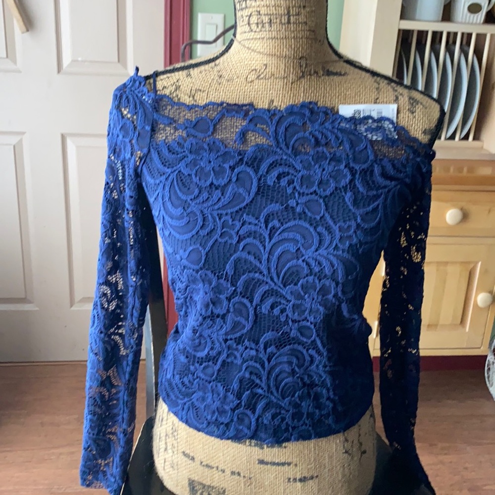 Blue lace top
